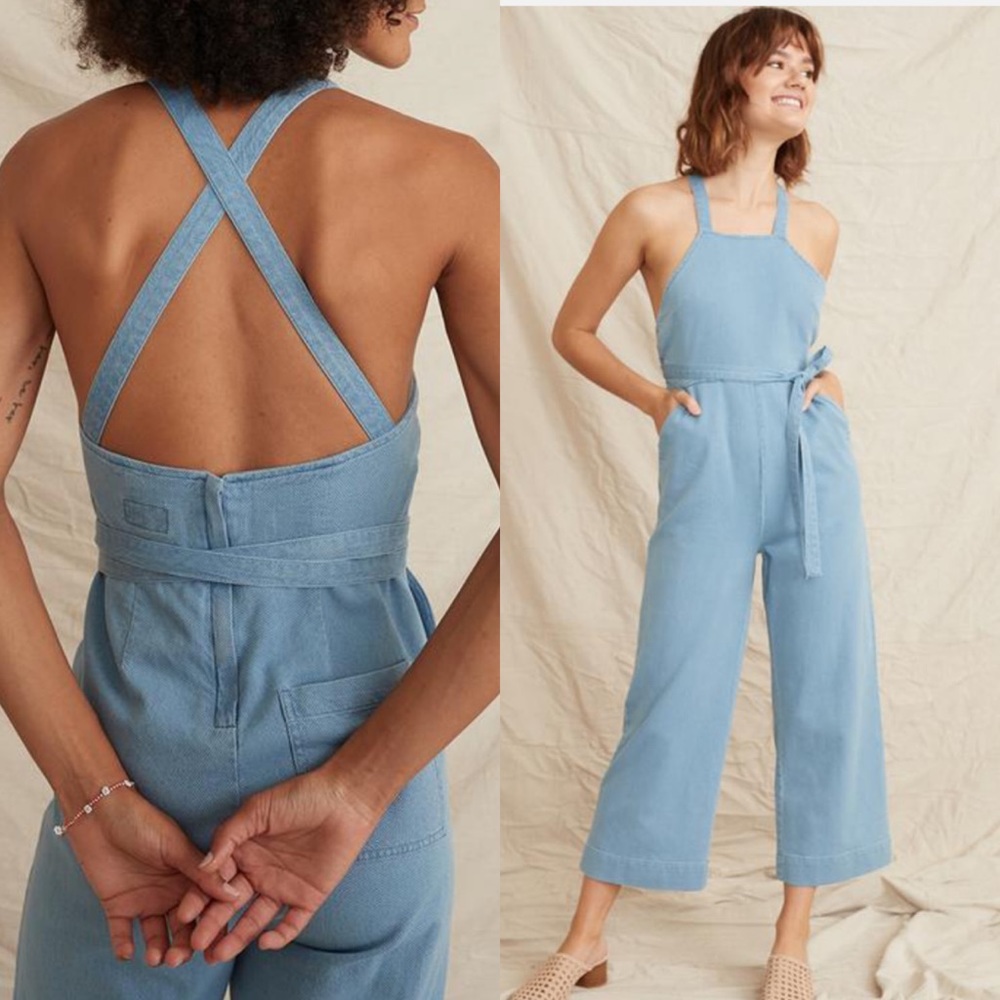 Marine Layer Sky Blue Cross-Back Jumpsuit